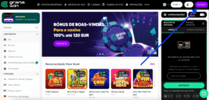 Botão de depósito na plataforma